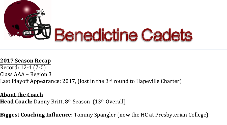 Benedictine Cadets Football Preview - The Turd Furgeson Report